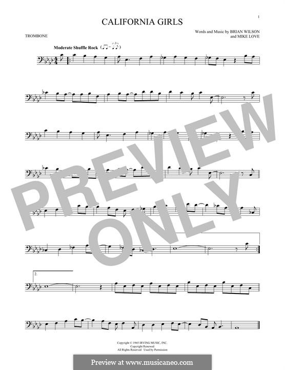 California Girls (The Beach Boys): For trombone by Brian Wilson, Mike Love