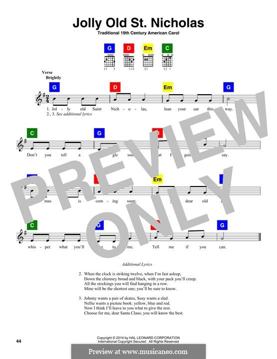 Jolly Old St. Nicholas: Текст, аккорды by folklore