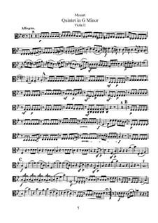 Струнный квинтет No.4 соль минор, K.516: Партия II альта by Вольфганг Амадей Моцарт