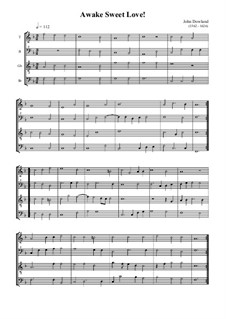 Awake Sweet Love Thou Art Returnd: For quartet recorder by Джон Доуленд