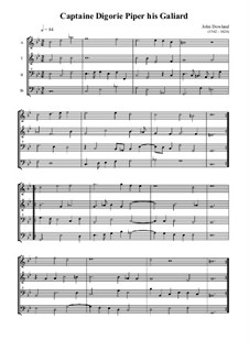 Captain Digorie Piper's Galliard: For quartet recorder by Джон Доуленд
