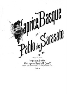 Баскское каприччио, Op.24: Партитура для двух исполнителей, Сольная партия by Пабло де Сарасате