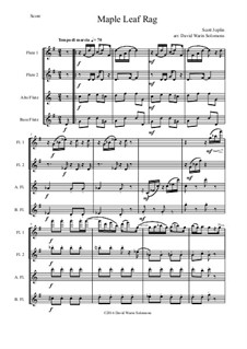 Maple Leaf Rag: For flute quartet (2 flutes, 1 alto and 1 bass) by Скотт Джоплин