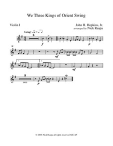We Three Kings of Orient Swing: For string orchestra - violin I part by John H. Hopkins Jr.