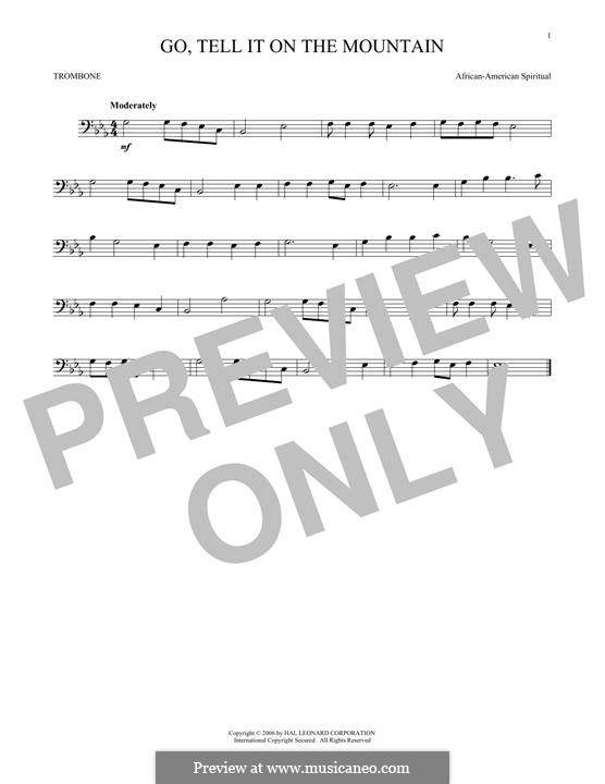 Go, Tell it on the Mountain (Printable Scores): For trombone by folklore