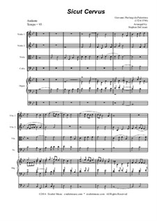 Sicut cervus: For string quartet and organ by Джованни да Палестрина