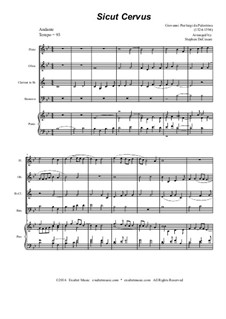 Sicut cervus: For woodwind quartet and piano by Джованни да Палестрина