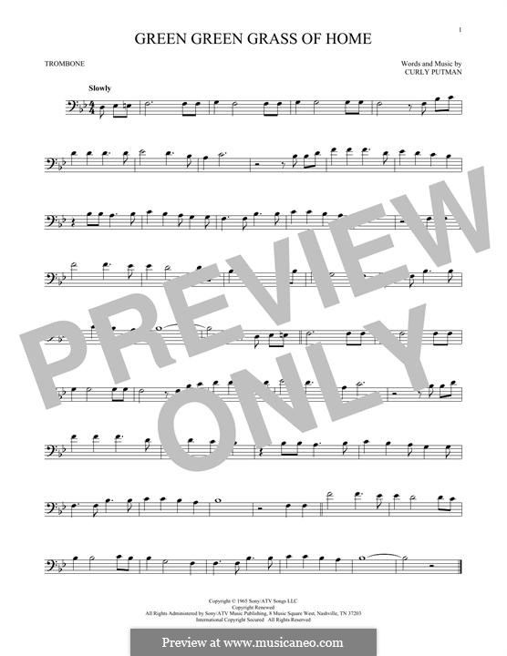 Green Green Grass of Home: For trombone by Curly Putman