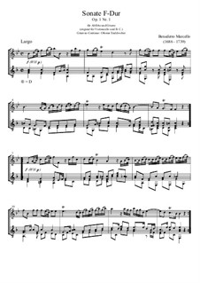 Шесть сонат для виолончели (или альта) и бассо континуо, Op.1: Sonata No.1, for flute and guitar by Бенедетто Марчелло