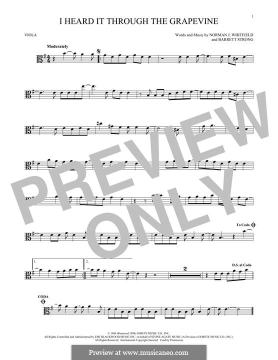 I Heard it Through the Grapevine: For viola by Barrett Strong, Norman J. Whitfield