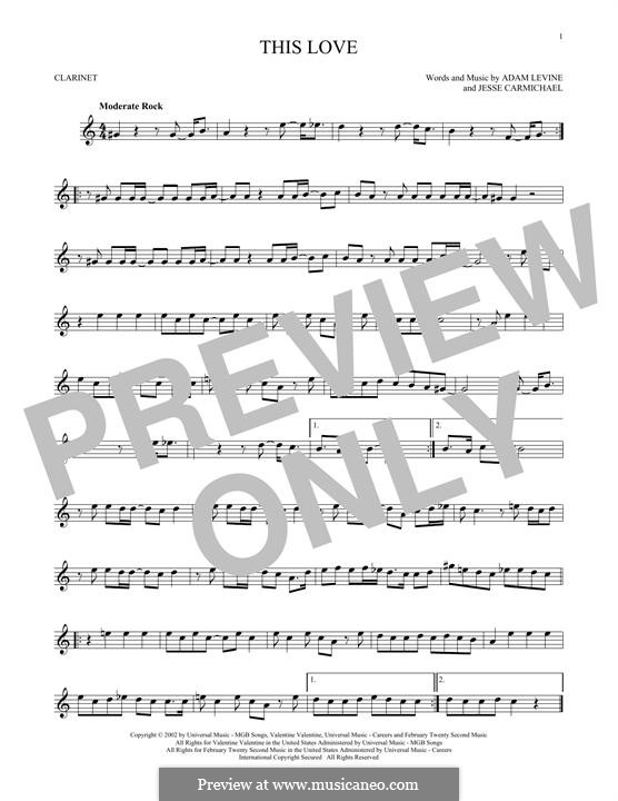 This Love (Maroon 5): Для кларнета by Adam Levine, Jesse Carmichael