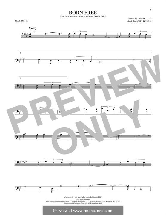 Born Free (Matt Monro): For trombone by John Barry