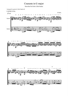 Сюита для виолончели No.1 соль мажор, BWV 1007: Courante, for guitar by Иоганн Себастьян Бах