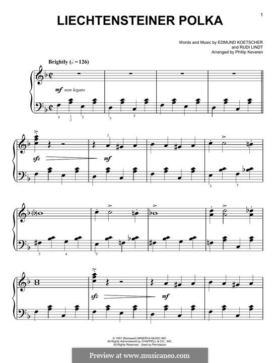 Liechtensteiner Polka: Для фортепиано by Edmund Koetscher, Rudi Lindt