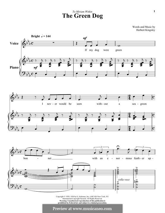 The Green Dog: Для голоса и фортепиано by Herbert Kingsley