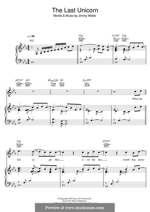 The Last Unicorn (America): Для голоса и фортепиано (или гитары) by Jimmy Webb