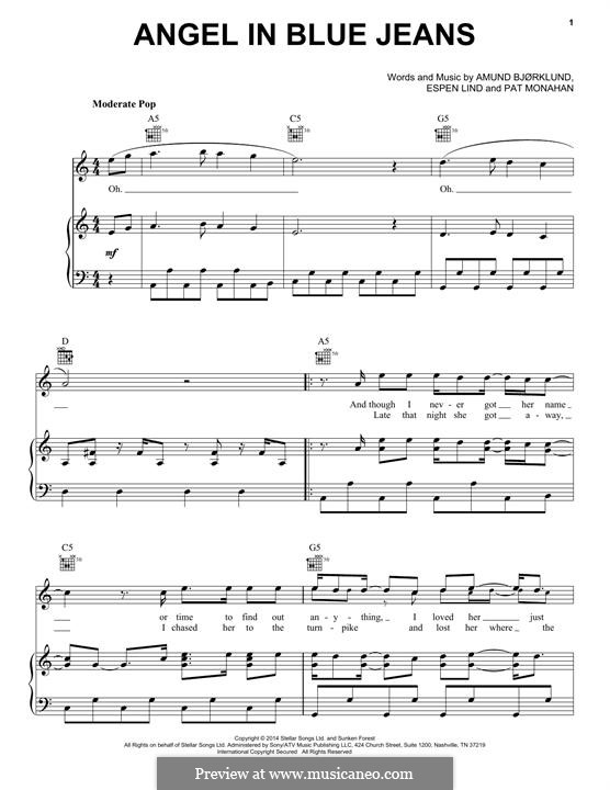 Angel in Blue Jeans (Train): Для голоса и фортепиано (или гитары) by Amund Bjorklund, Espen Lind, Patrick Monahan