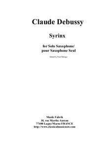 Syrinx: Arrangement for solo saxophone by Клод Дебюсси
