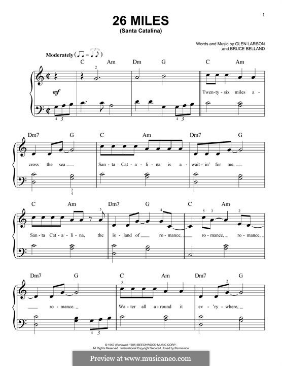 26 Miles (Santa Catalina): Для фортепиано by Bruce Belland, Glen Larson