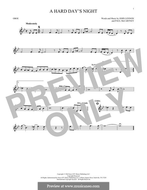 A Hard Day's Night (The Beatles): For oboe by John Lennon, Paul McCartney