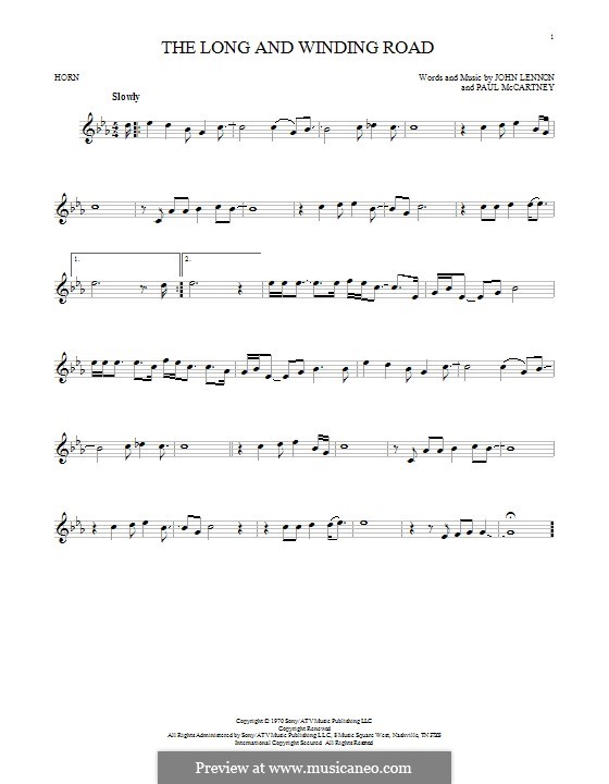 The Long and Winding Road (The Beatles): For horn by John Lennon, Paul McCartney
