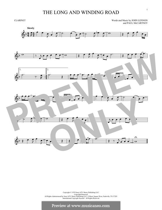 The Long and Winding Road (The Beatles): Для кларнета by John Lennon, Paul McCartney