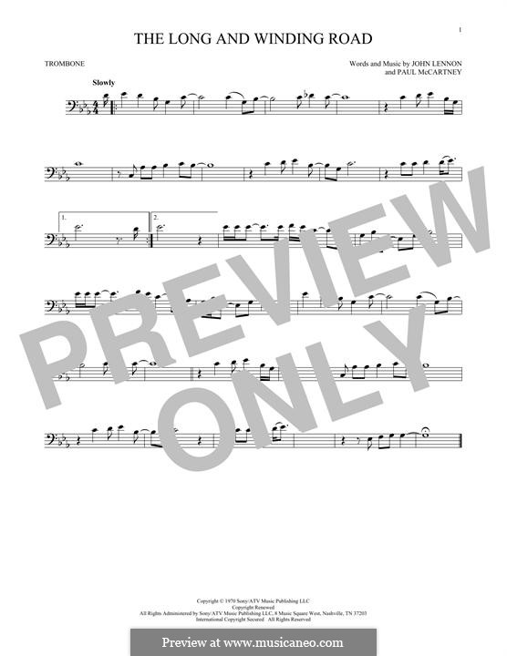 The Long and Winding Road (The Beatles): For trombone by John Lennon, Paul McCartney
