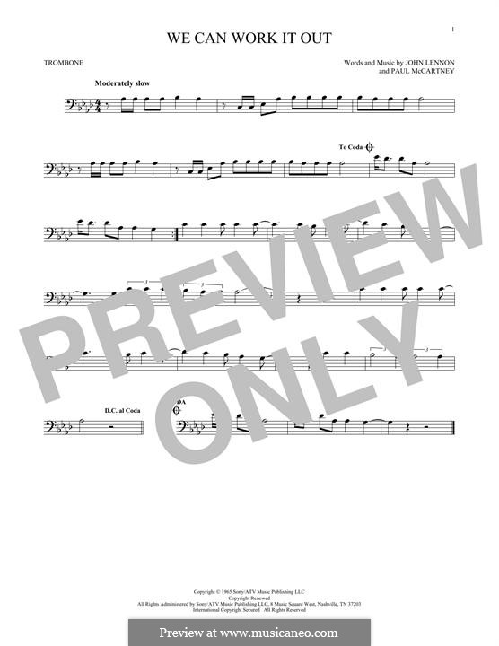 We Can Work it Out (The Beatles): For trombone by John Lennon, Paul McCartney