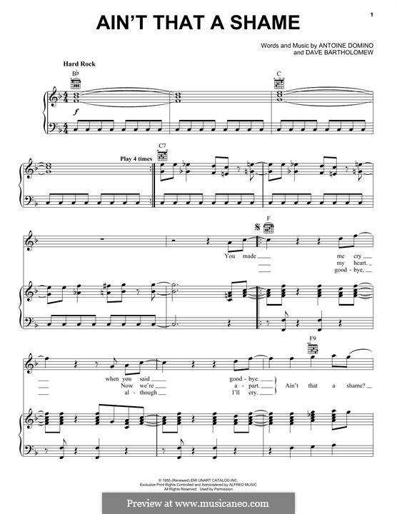 Ain't That a Shame (Fats Domino): Для голоса и фортепиано (или гитары) by Antoine Domino, Dave Bartholomew