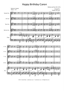 С днем рождения тебя: For saxophone quartet by Милдред  Хилл