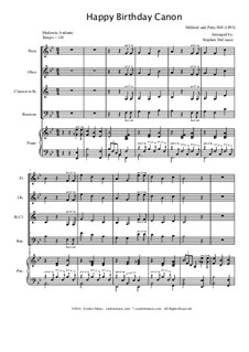 С днем рождения тебя: For woodwind quartet by Милдред  Хилл