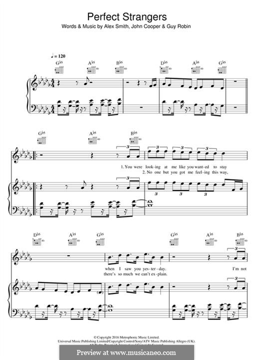 Perfect Strangers (feat. JP Cooper): Для голоса и фортепиано (или гитары) by Alex Smith, John Cooper, Guy Robin