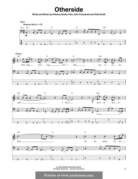 Otherside (Red Hot Chili Peppers): Для бас-гитары с табулатурой by Flea, Anthony Kiedis, Chad Smith, John Frusciante