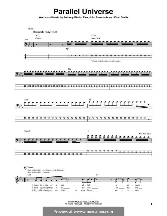 Parallel Universe (Red Hot Chili Peppers): Для бас-гитары с табулатурой by Flea, Anthony Kiedis, Chad Smith, John Frusciante
