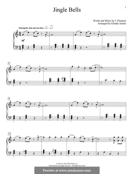 Piano version (printable scores): Для одного исполнителя by James Lord Pierpont