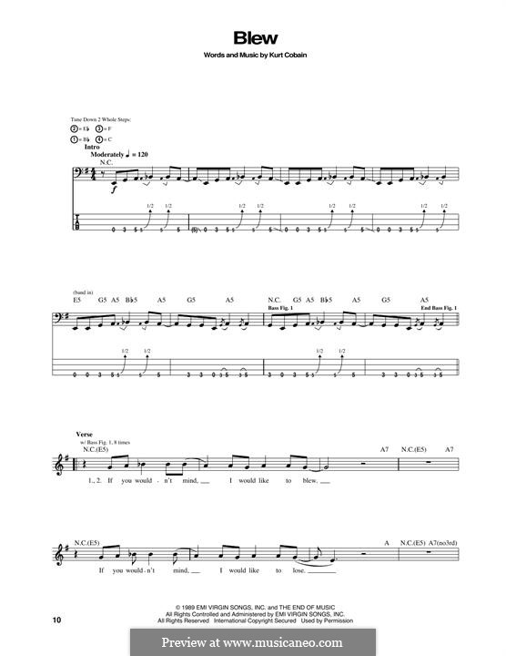 Blew (Nirvana): Для бас-гитары с табулатурой by Kurt Cobain