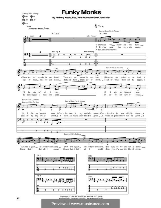 Funky Monks (Red Hot Chili Peppers): Для бас-гитары с табулатурой by Flea, Anthony Kiedis, Chad Smith, John Frusciante