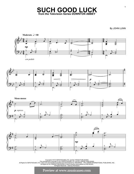 Such Good Luck (from Downton Abbey): Для фортепиано by John Lunn