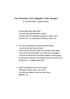 Tres Sententiae - Three Sayings for SATB: No.1 Et natura parens by Hans Bakker