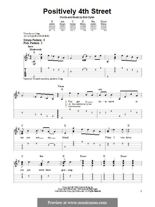 Positively 4th Street: Гитарная табулатура by Bob Dylan