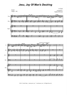 Jesu, Joy of Man's Desiring: For woodwind quartet and organ by Иоганн Себастьян Бах