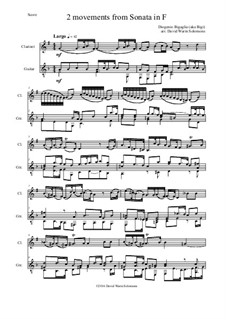 Sonata in F (first and last movements): Для кларнета и гитары by Diogenio Bigaglia