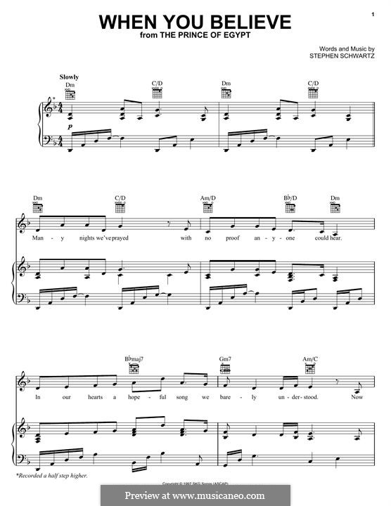 When You Believe (from The Prince of Egypt): Для голоса и фортепиано (или гитары) by Stephen Schwartz
