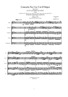 Twelve Concertos for Strings, Op.5: Concerto No.3 in D Major. Version for flute and string quartet by Томазо Альбинони