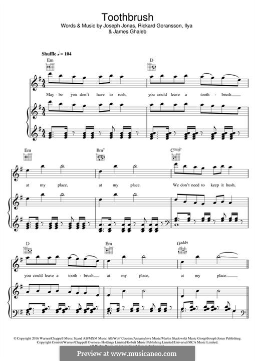 Toothbrush (DNCE): Для голоса и фортепиано (или гитары) by Joseph Jonas, Rickard Goransson, Ilya, James Ghaleb