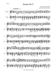 Соната для флейты и клавесина фа мажор, HWV 369 Op.1 No.11: Version for clarinet and guitar by Георг Фридрих Гендель