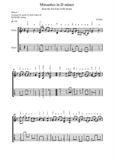 Сюита для виолончели No.2 ре минор, BWV 1008: Minuettes. Version for guitar by Иоганн Себастьян Бах