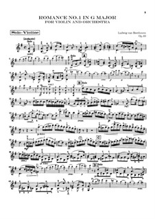 Романс для скрипки с оркестром No.1 соль мажор, Op.40: Партия солирующей скрипки by Людвиг ван Бетховен