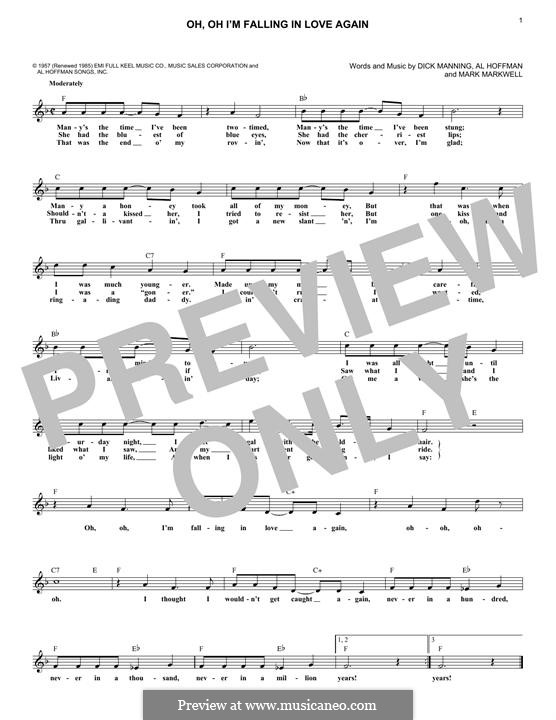 Oh, Oh I'm Falling in Love Again (Jimmie Rodgers): Текст, аккорды by Al Hoffman, Dick Manning, Mark Markwell