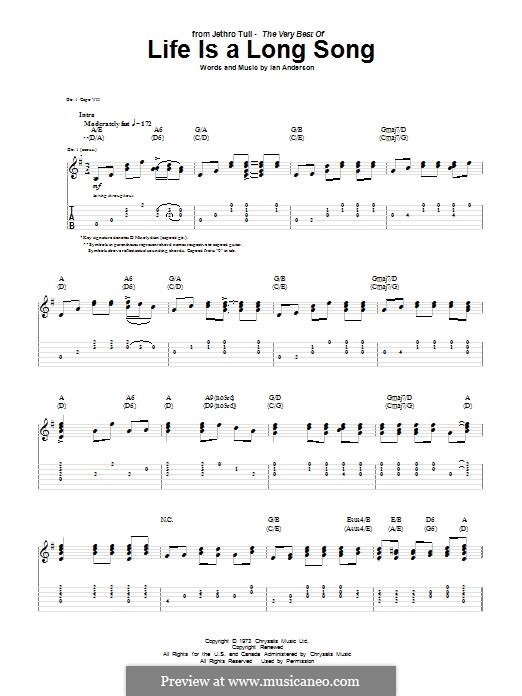 Life Is a Long Song (Jethro Tull): Гитарная табулатура by Ian Anderson